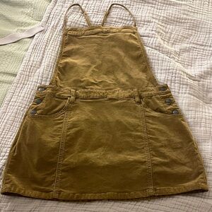 Free People Tan velvet Corduroy cotton Overall Dress Size 10